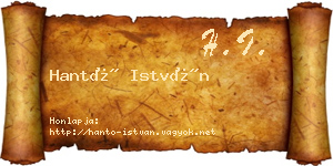 Hantó István névjegykártya